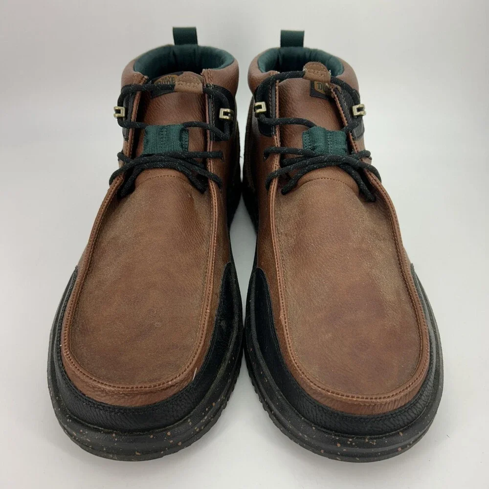 Hey Dude Bradley Chukka Classic Boots Mens Size 14 Brown Leather Lined Casual